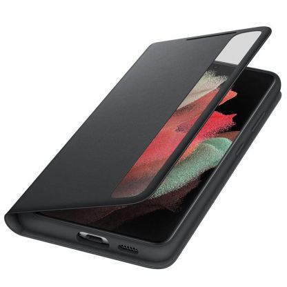 Samsung Clear View Cover EF-ZG99PC - оригинален кейс с отделение за S-Pen, през който виждате информация от дисплея за Samsung Galaxy S21 Ultra (черен)