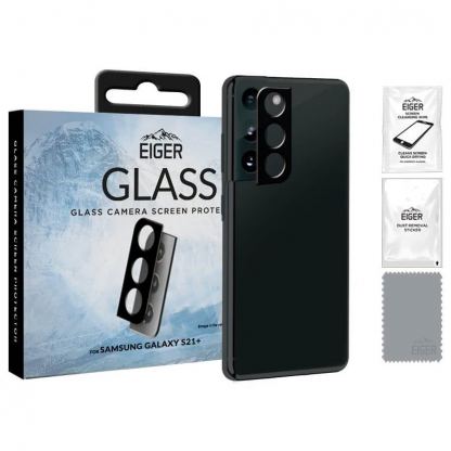 Eiger Glass 2.5D Camera Lens Protector - предпазен стъклен протектор за камерата на Samsung Galaxy S21 Plus (черен)