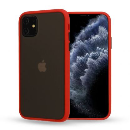 Vennus Color Button Bumper Case - хибриден удароустойчив кейс за Xiaomi Redmi Note 9S, Note 9 Pro, Note 9 Pro Max (червен)