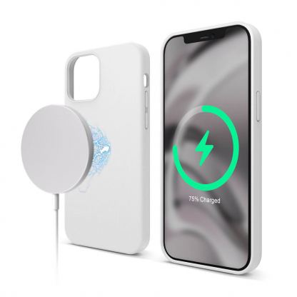 Elago MagSafe Soft Silicone Case - силиконов (TPU) калъф с вграден магнитен конектор (MagSafe) за iPhone 12, iPhone 12 Pro (бял)