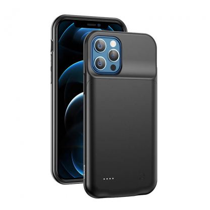 USAMS CD157 Battery Case 3500mAh - удароустойчив кейс с вградена батерия за iPhone 12 (черен)