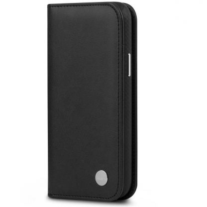 Moshi Overture SnapTo&#170; Case - елегантен кожен калъф (с кейс) тип портфейл за iPhone 12 Mini (черен)