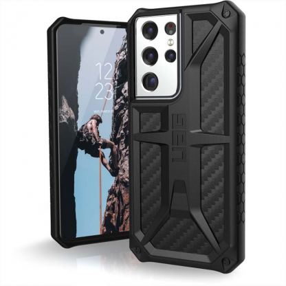 Urban Armor Gear Monarch Case - удароустойчив хибриден кейс за Samsung Galaxy S21 Ultra (черен-карбон)