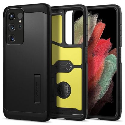 Spigen Tough Armor Case - хибриден кейс с най-висока степен на защита за Samsung Galaxy S21 Ultra (черен)
