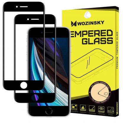 Wozinsky 2x Case Friendly Tempered Glass - 2 броя калени стъклени защитни покрития за iPhone SE (2022), iPhone SE (2020), iPhone 8, iPhone 7, iPhone 6S, iPhone 6 (черен-прозрачен) (2 броя)