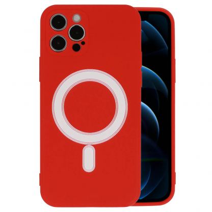 Tel Protect MagSilicone Case - силиконов (TPU) калъф с вграден магнитен конектор (MagSafe) за iPhone 12 mini (червен)