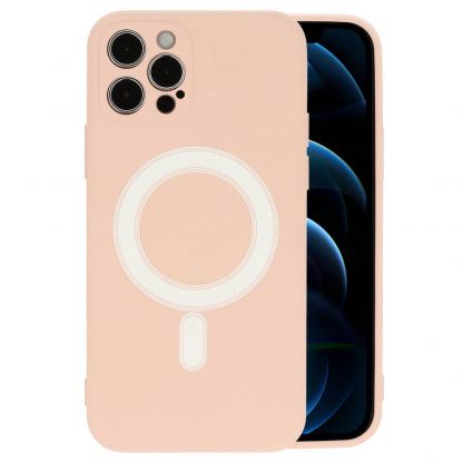 Tel Protect MagSilicone Case - силиконов (TPU) калъф с вграден магнитен конектор (MagSafe) за iPhone 12 (бежов)