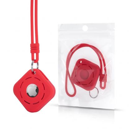 ComT Silicone AirTag Strap Cover - силиконов кейс с връзка за Apple AirTag (червен)