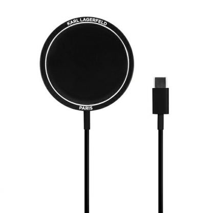 Karl Lagerfeld USB-C Magnetic Wireless Qi Charger - поставка (пад) за безжично зареждане за iPhone с Magsafe (черен)