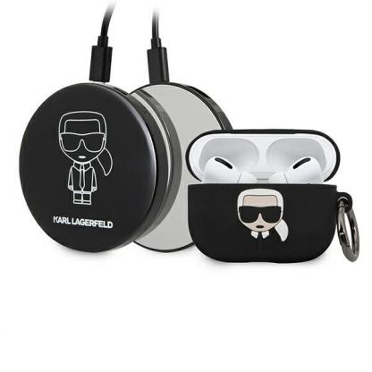 Karl Lagerfeld Airpods Pro Ikonik Silicone Case and Power Bank - комплект силиконов калъф за Apple Airpods Pro и външна батерия (черен)