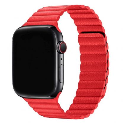 JC Design Silicone Link Band - магнитна силиконова каишка за Apple Watch 38мм, 40мм (червен)