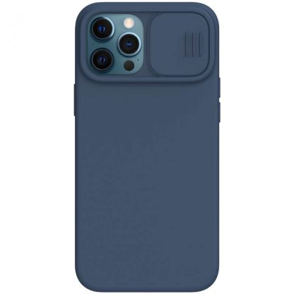 Nillkin CamShield Silky Magnetic Case - силиконов (TPU) калъф с вграден магнитен конектор (MagSafe) за iPhone 12, iPhone 12 Pro (син)