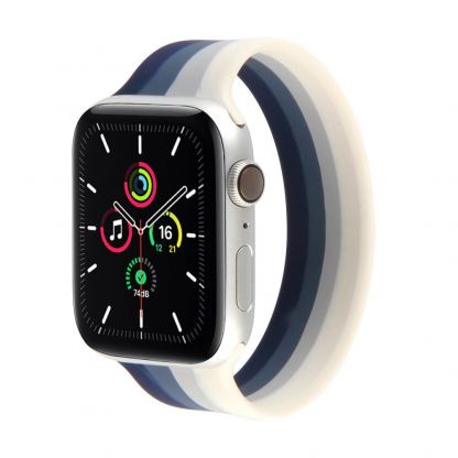 JC Design Silicone SoloLoop Band - силиконова каишка за Apple Watch 42мм, 44мм (син-бял)
