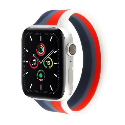 JC Design Silicone SoloLoop Band - силиконова каишка за Apple Watch 42мм, 44мм (сив-червен)