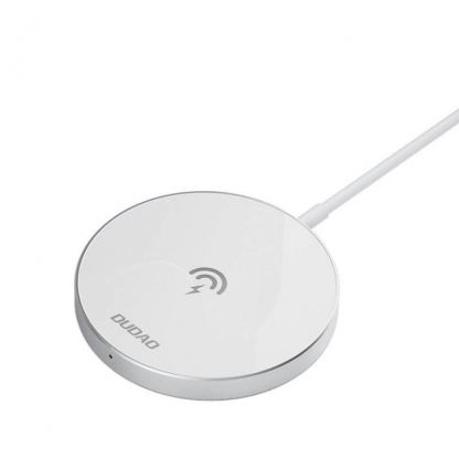 Dudao USB-C Magnetic Wireless Qi Charger 15W - поставка (пад) за безжично зареждане за iPhone с Magsafe (бял)