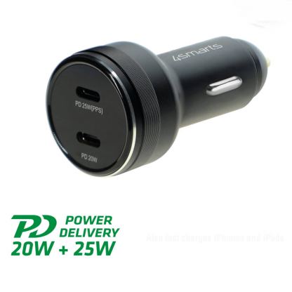 4smarts Car Charger Fast 45W with PD - зарядно за кола с 2xUSB-C изходи (черен)