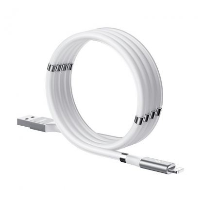 Remax Self Organizing Magnetic Lightning Cable RC-125i - здрав кабел с вграден магнитен органайзер за Apple устройства с Lightning порт (100 см) (бял)