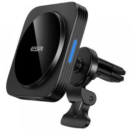ESR Halolock MagSafe Vent Car Mount 15W - поставка за радиаторa на кола с безжично зареждане за iPhone с Magsafe (черен)