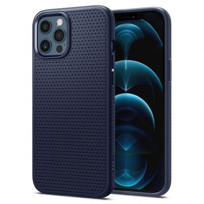 Spigen Liquid Air Case - силиконов (TPU) калъф с висока степен на защита за iPhone 12 Pro Max (син)