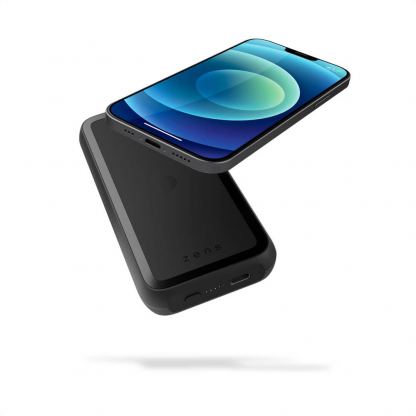 Zens Powerbank Single with Kickstand ZEPP04M with MagSafe and Qi 10000 mAh - преносима външна батерия с безжично зареждане за iPhone с Magsafe и Qi съвместими устройства (черен)