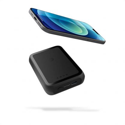 Zens Powerbank Single with Kickstand ZEPP02M with MagSafe and Qi 4000 mAh - преносима външна батерия с безжично зареждане за iPhone с Magsafe и Qi съвместими устройства (черен)