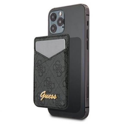 Guess 4G Magnetic Wallet - кожен портфейл (джоб) за прикрепяне към iPhone с MagSafe (черен)
