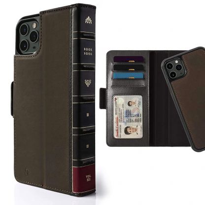 TwelveSouth BookBook v2 - луксозен кожен калъф (с кейс) тип портфейл за iPhone iPhone 11 Pro Max, iPhone XS Max (кафяв)