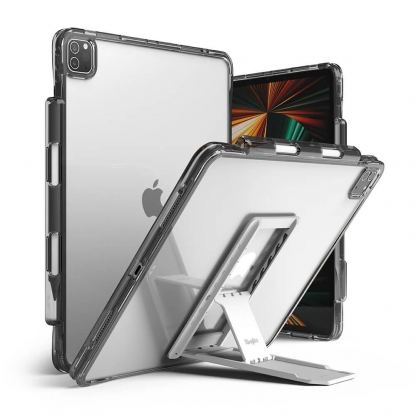 Ringke Fusion Combo Case - удароустойчив хибриден кейс и сгъавема поставка за iPad Pro 12.9 M1 (2021) (тъмносив)
