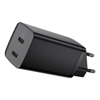 Baseus GaN 2 Lite Charger 65W (CCGAN2L-E01) - захранване за ел. мрежа за лаптопи, смартфони и таблети с 2xUSB-C изхода и с технология за бързо зареждане (черен)