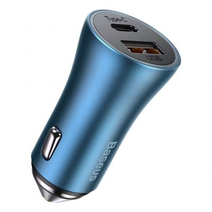 Baseus Golden Contactor Pro Quick Car Charger 40W (CCJD-03) - зарядно за кола с USB-A и USB-C изходи с технология за бързо зареждане (син)