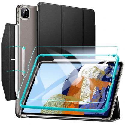 ESR Ascend Trifold Case And Tempered Glass - комплект полиуретанов калъф с поставка и стъклено покритие за iPad Pro 11 M1 (2021), iPad Pro 11 (2020), iPad Pro 11 (2018) (черен)