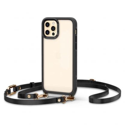 Spigen Cyrill Classic Charm Case - дизайнерски кейс с висока защита и връзка за носене за iPhone 12 Pro, iPhone 12 (черен-прозрачен)