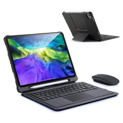 Dux Ducis Wireless Touchpad Keyboard Case - полиуретанов калъф, клавиатура, тракпад и поставка за iPad Pro 11 M1 (2021), iPad Pro 11 (2020), iPad Pro 11 (2018), iPad Air 4 (2020) (черен)