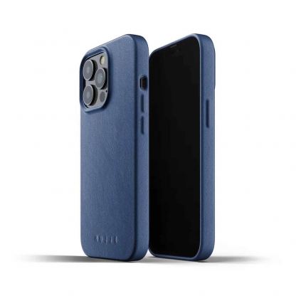 Mujjo Full Leather Case - кожен (естествена кожа) кейс за iPhone 13 Pro (син)