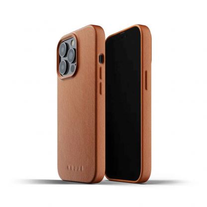 Mujjo Full Leather Case - кожен (естествена кожа) кейс за iPhone 13 Pro (кафяв)