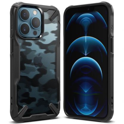 Ringke Fusion X Case - хибриден удароустойчив кейс за iPhone 13 Pro (черен-камуфлаж)