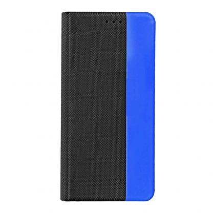 Prio Book Case - кожен калъф с поставка за iPhone 13 Pro (черен-син)