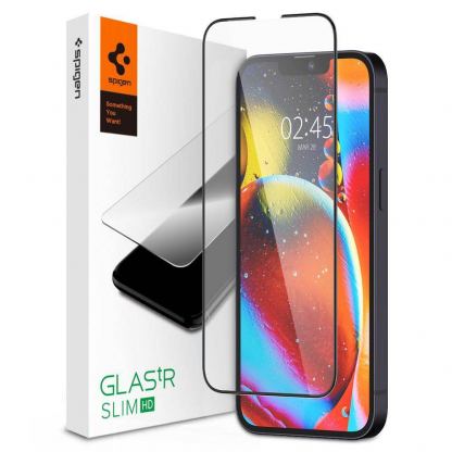 Spigen Glass.Tr Slim Full Cover Tempered Glass - калено стъклено защитно покритие за дисплея на iPhone 13 Pro Max (черен-прозрачен)