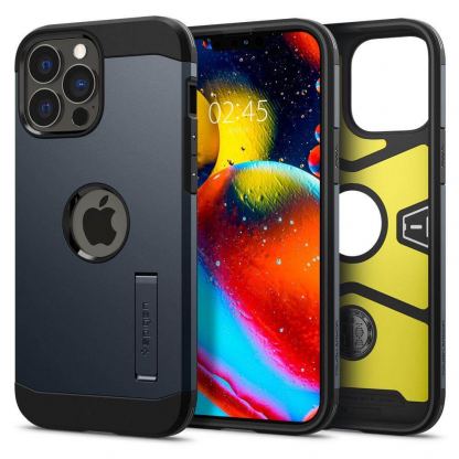Spigen Tough Armor Case - хибриден кейс с най-висока степен на защита за iPhone 13 Pro Max (сив)