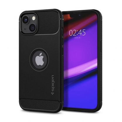 Spigen Rugged Armor Case - силиконов (TPU) калъф с висока степен на защита за iPhone 13 mini (черен)