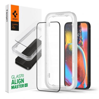 Spigen Glass.Tr Align Master Full Cover Tempered Glass - калено стъклено защитно покритие за целия дисплей на iPhone 13 mini (черен-прозрачен)