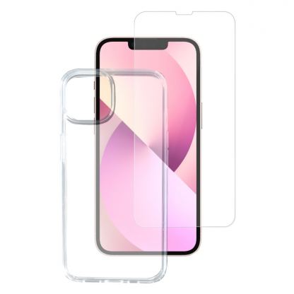 4smarts 360° Protection Set - тънък силиконов кейс и стъклено защитно покритие за дисплея на iPhone 13 mini (прозрачен)