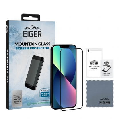 Eiger Mountian Glass Screen Protector 3D - калено стъклено защитно покритие за дисплея на iPhone 13 mini (черен-прозрачен)