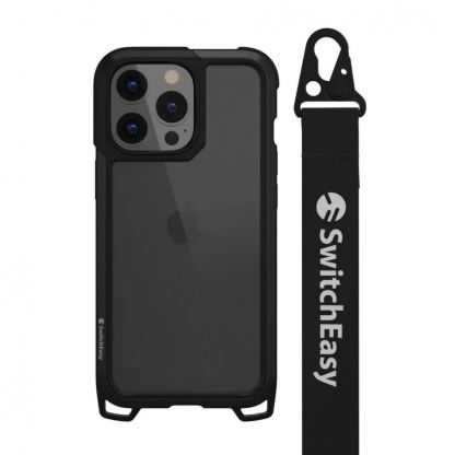 SwitchEasy Odyssey Classic Black Case - удароустойчив хибриден кейс с връзка и карабинер за iPhone 13 Pro (черен) 