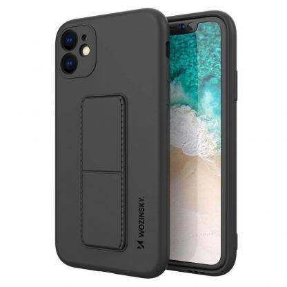 Wozinsky Flexible Silicone Kickstand Case - силиконов (TPU) калъф с поставка за iPhone SE (2020), iPhone 8, iPhone 7 (черен)