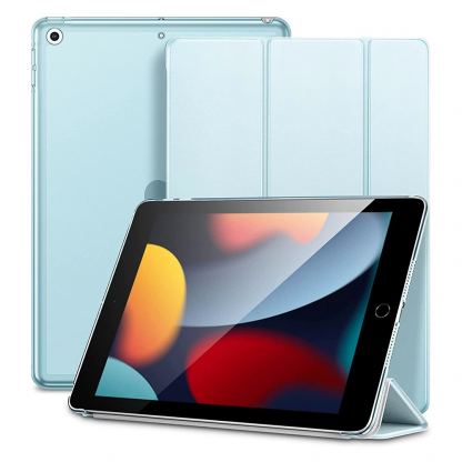 ESR Ascend Trifold Case - полиуретанов калъф с поставка за iPad 9 (2021), iPad 8 (2020), iPad 7 (2019) (светлосин)