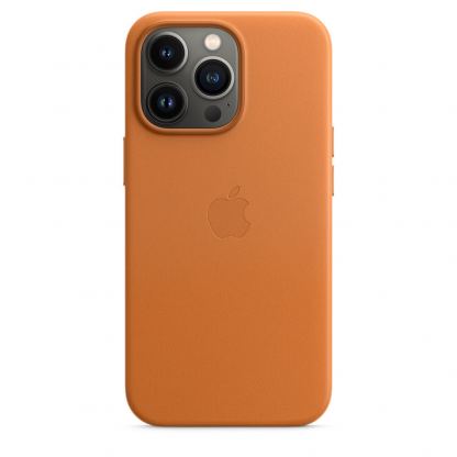 Apple iPhone Leather Case with MagSafe - оригинален кожен кейс (естествена кожа) за iPhone 13 Pro (оранжев)