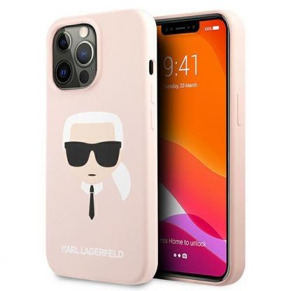 Karl Lagerfeld Head Silicone Case - дизайнерски силиконов кейс за iPhone 13 Pro Max (розов)
