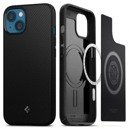 Spigen Mag Armor Case - силиконов (TPU) калъф с висока степен на защита с MagSafe за iPhone 13 mini (черен)