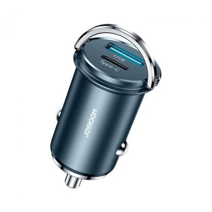 Joyroom Dual USB & USB-C QC 3.0 Smart Car Charger 20W - зарядно за кола с USB и USB-C изходи и технология за бързо зареждане (син)
